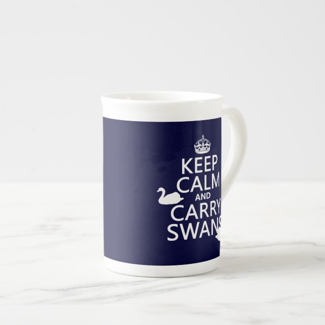 Keep Calm and Carry Swans - all colours Bone China Mug (Front Right)