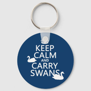 Keep Calm and Carry Swans - all colours Key Ring