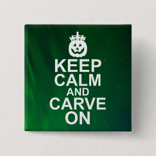 Keep Calm and Carve On Halloween Pumpkin 15 Cm Square Badge