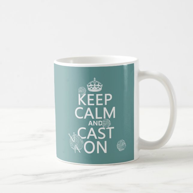 Keep Calm and Cast On - all colours Coffee Mug (Right)