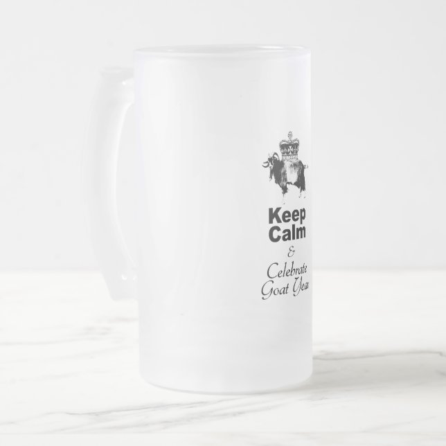 Keep Calm and Celebrate Goat year 2027 GBM Frosted Glass Beer Mug (Front Left)