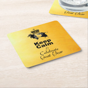 Keep Calm and Celebrate Goat year 2027 Pco Square Paper Coaster