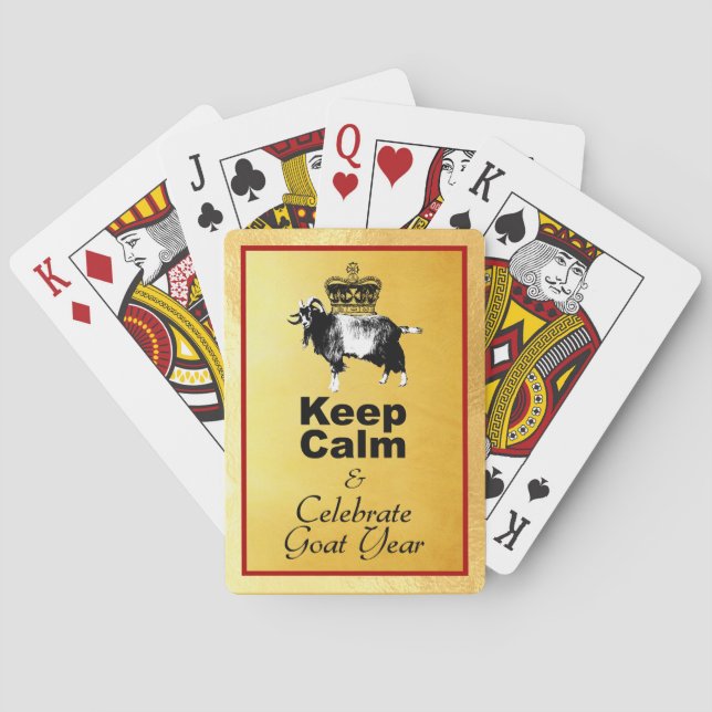 Keep Calm and Celebrate Goat Year 2027 Playing Cards (Back)