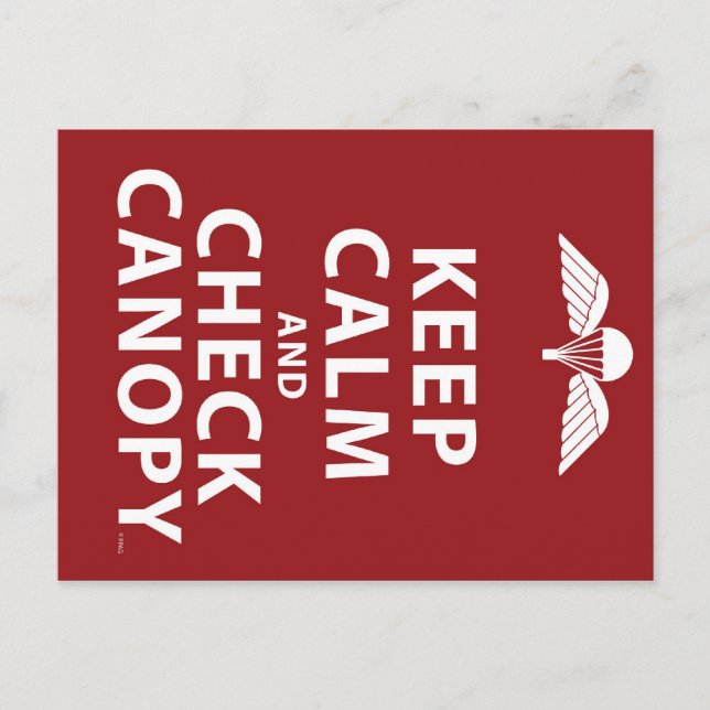 KEEP CALM AND CHECK CANOPY POSTCARD (Front)