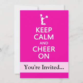 Keep Calm and Cheer On, Cheerleader Pink Invitation