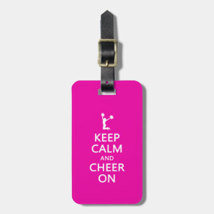Keep Calm and Cheer On, Cheerleader Pink Luggage Tag