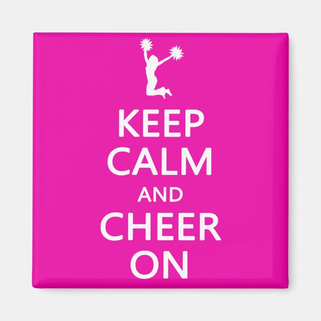 Keep Calm and Cheer On, Cheerleader Pink Magnet (Front)