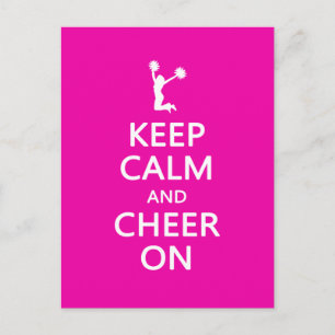 Keep Calm and Cheer On, Cheerleader Pink Postcard