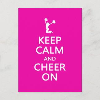 Keep Calm and Cheer On, Cheerleader Pink Postcard