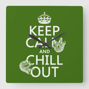 Keep Calm and Chill Out (sloth) (any colour) Square Wall Clock