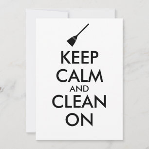 Keep Calm and Clean On Broom Custom Invitation