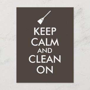 Keep Calm and Clean On Broom Custom Postcard