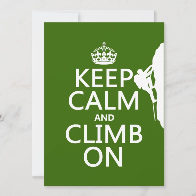 Keep Calm and Climb On (customisable colour) Invitation (Front)