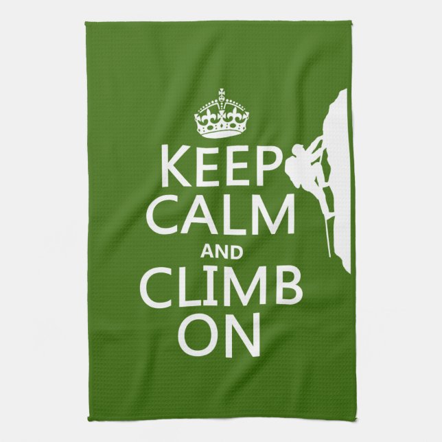 Keep Calm and Climb On (customisable colour) Tea Towel (Vertical)