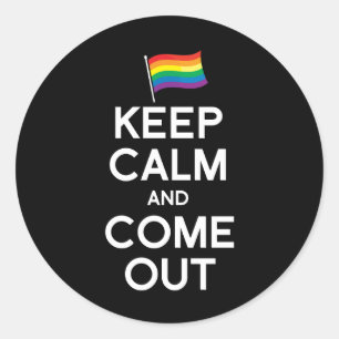 KEEP CALM AND COME OUT CLASSIC ROUND STICKER