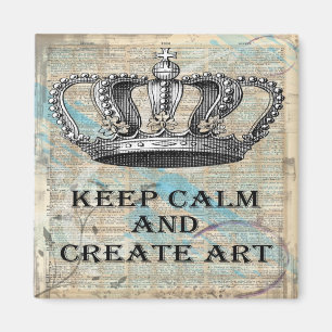 Keep Calm and Create Art Vintage Abstract Design Magnet