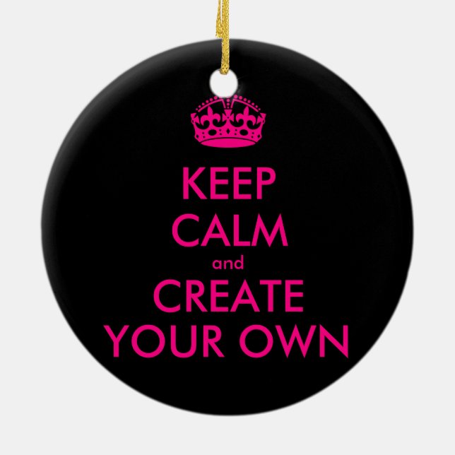 Keep calm and create your own - Pink Ceramic Tree Decoration (Back)