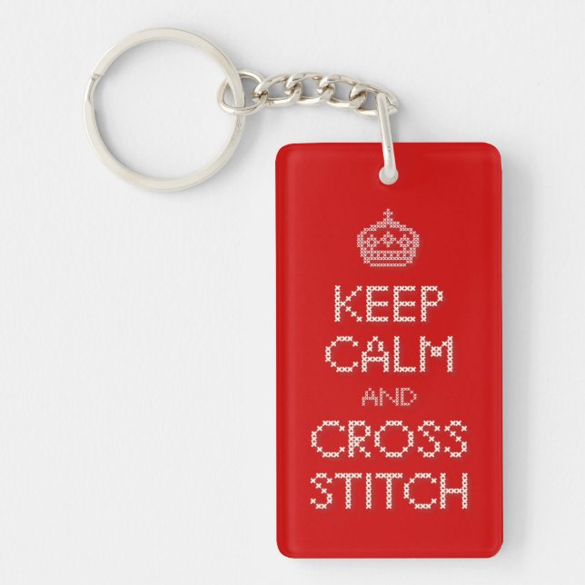 Keep Calm and Cross Stitch Key Ring (Front)