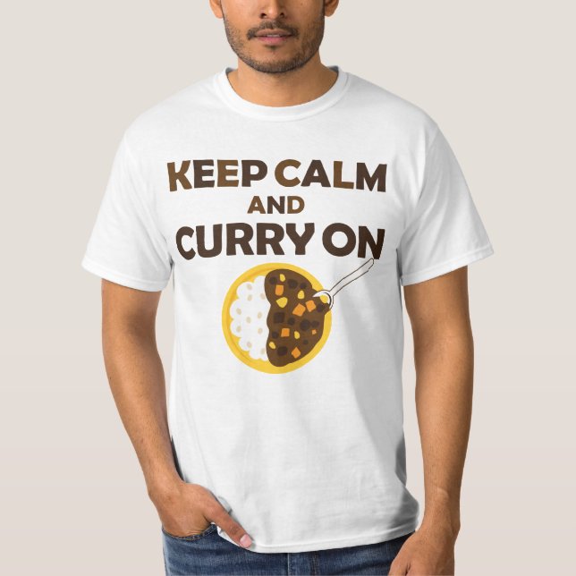 Keep Calm and Curry on Graphic Tee Shirt (Front)