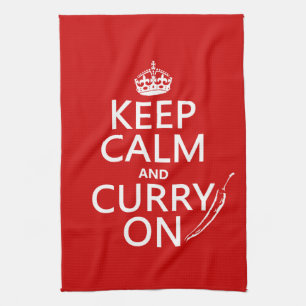 Keep Calm and Curry On Tea Towel
