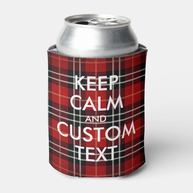Keep Calm and Customise this Red Plaid Can Cooler (Can Front)