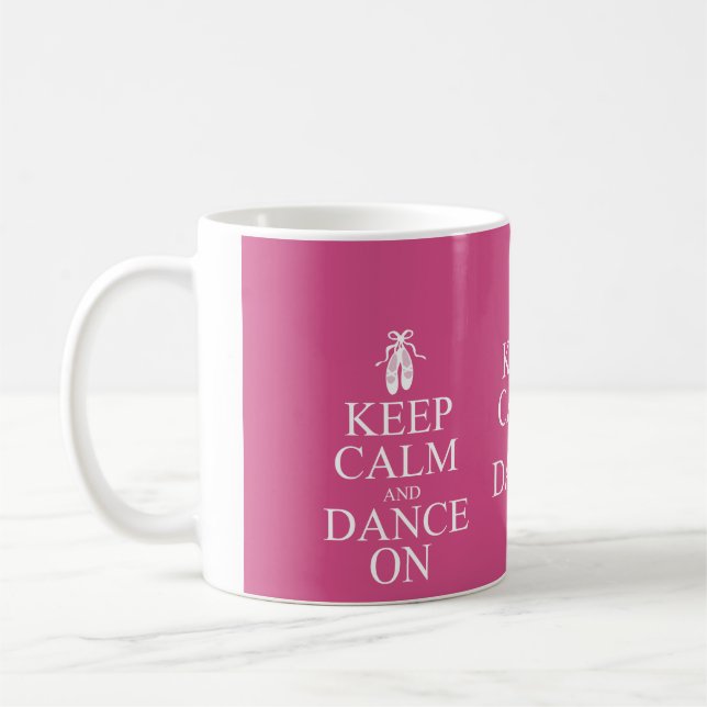 Keep Calm and Dance On Ballerina Shoes Pink Coffee Mug (Left)