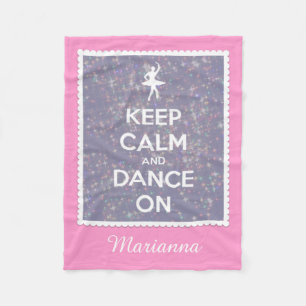 Keep Calm and Dance On Lavender Bokeh Personalised Fleece Blanket