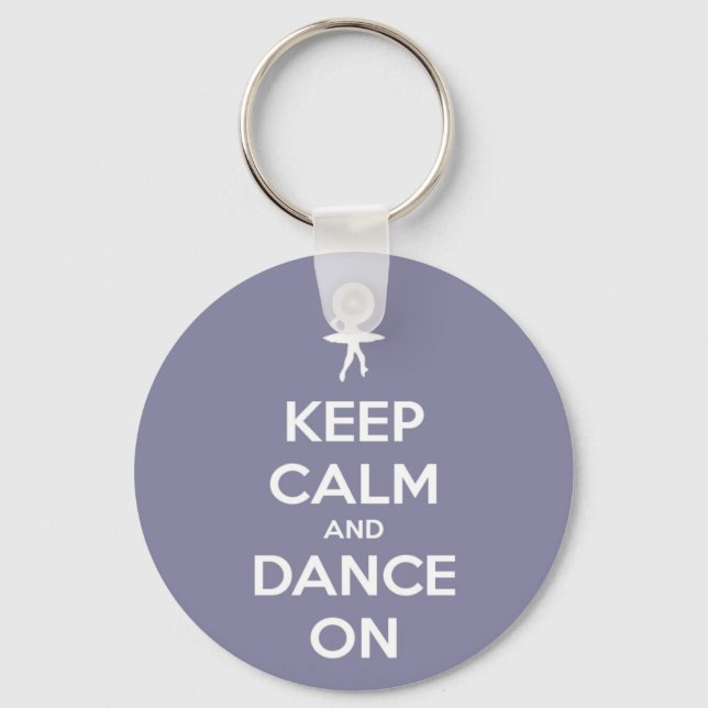 Keep Calm and Dance On Lavender Grey Key Ring (Front)