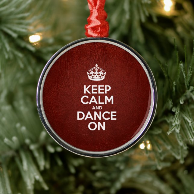 Keep Calm and Dance On, Red Leather, Typography Metal Tree Decoration (Tree)