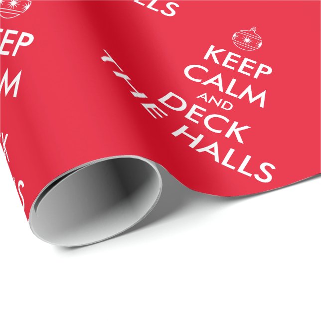 Keep Calm and deck the halls custom red Christmas Wrapping Paper (Roll Corner)