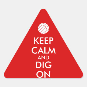 Keep Calm and Dig On Volleyball Sports Lovers Triangle Sticker