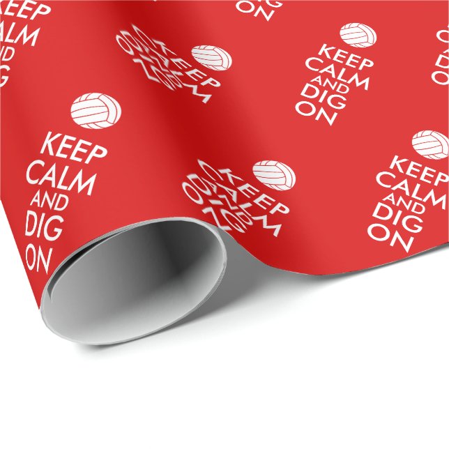 Keep Calm and Dig On Volleyball Sports Lovers Wrapping Paper (Roll Corner)