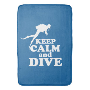 Keep calm and dive bath mat