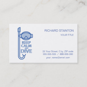 Keep calm and dive business card