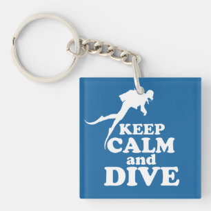 Keep calm and dive key ring