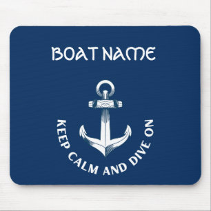 Keep Calm And Dive On,Anchor Navy Blue  Mouse Mat
