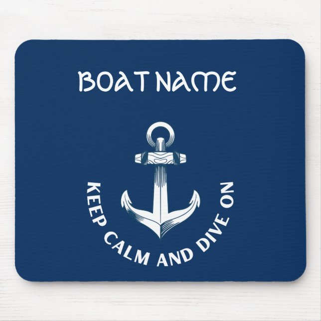 Keep Calm And Dive On,Anchor Navy Blue  Mouse Mat (Front)