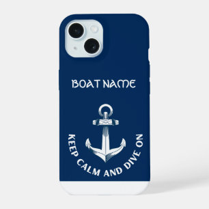 Keep Calm And Dive On,Anchor Navy Blue Summer iPhone 15 Case