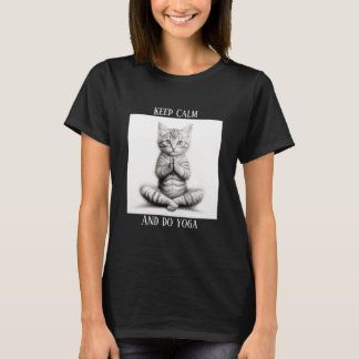 Keep calm and do yoga women T-Shirt yoga cat 