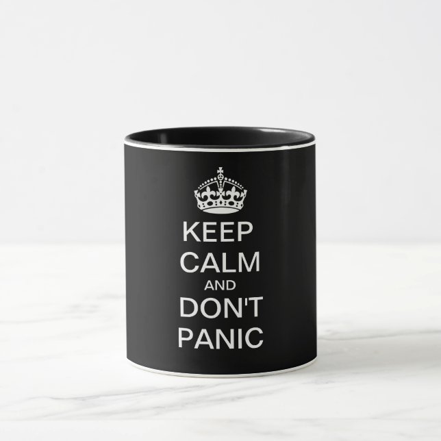 KEEP CALM AND DON'T PANIC - personalised text Mug (Center)