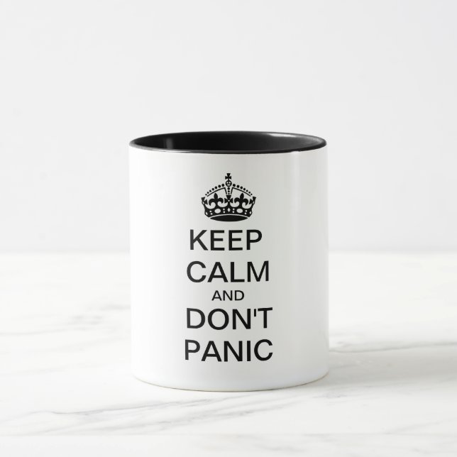 Keep Calm and DON'T PANIC - personalised text Mug (Center)