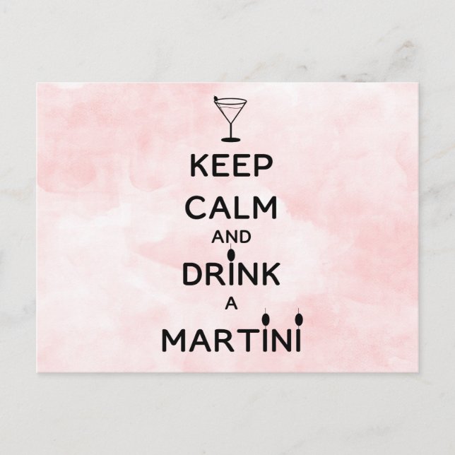 Keep Calm and Drink A Martini Postcard (Front)