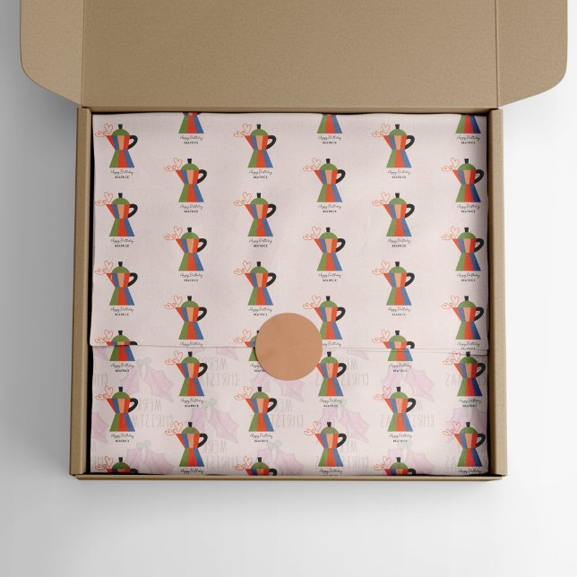 Keep Calm and Drink Coffee Quote Coffee Pot Tissue Paper (Coffee Pot Coffee Lovers Tissue Paper)