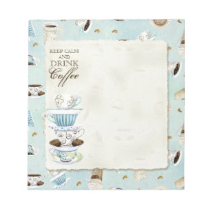 Keep Calm and Drink Coffee - Stacked Coffee Cups Notepad