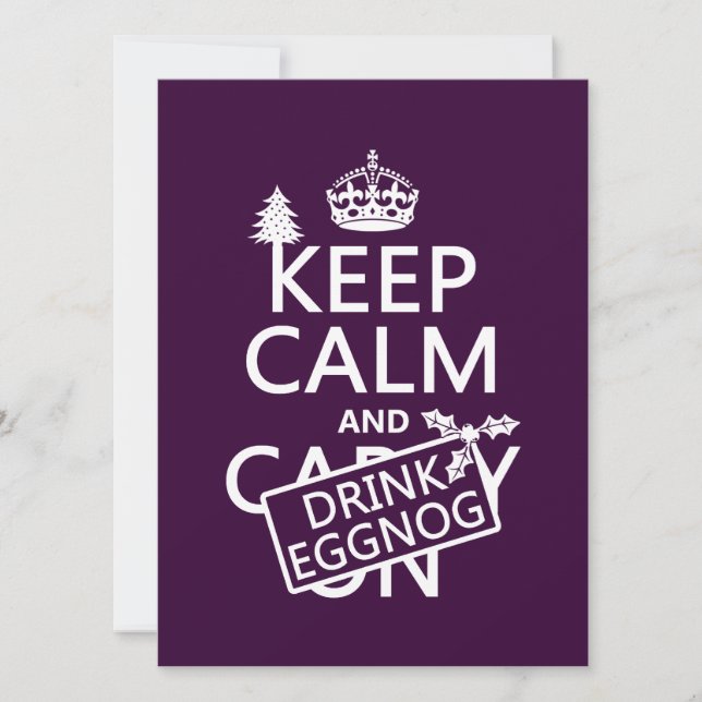 Keep Calm and Drink Eggnog (customise colours) Invitation (Front)