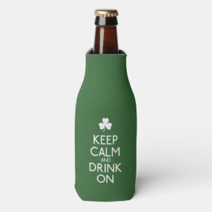 Keep Calm And Drink On Irish Shamrock Bottle Cooler