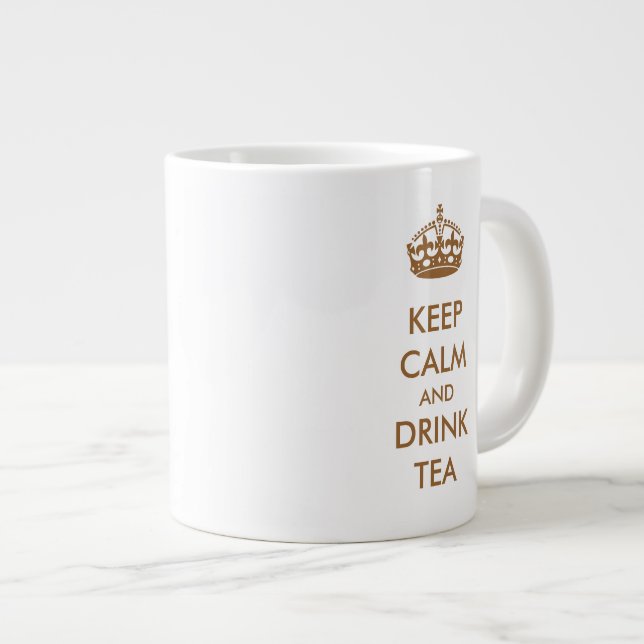 Keep Calm and Drink Tea Brown Natural Kraft Paper Large Coffee Mug (Front Right)