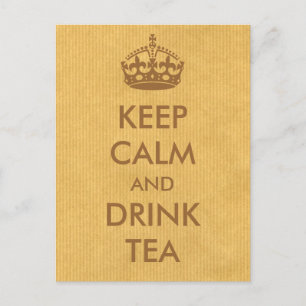Keep Calm and Drink Tea Brown Natural Kraft Paper Postcard