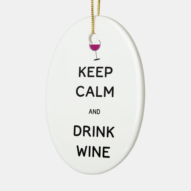 Keep Calm and Drink Wine Ceramic Tree Decoration (Left)