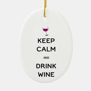 Keep Calm and Drink Wine Custom Name Date Ceramic Tree Decoration
